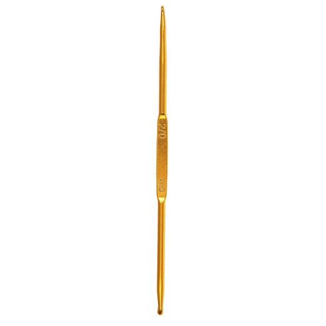 Крючок для вязания, двухсторонний, цвет: золотой, диаметр 2-3 мм, длина 13,5 см