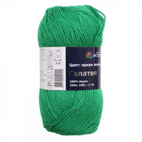 Пряжа для вязания Astra Premium "Галатея", цвет: яркая зелень (09), 250 м, 100 г