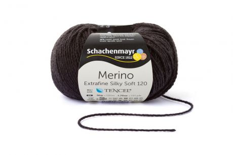 Пряжа для вязания Schachenmayr "Merino Extrafine Silky Soft 120", цвет: черный (00599), 120 м, 50 г