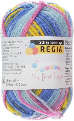 Пряжа для вязания Schachenmayr "My First Regia", цвет: голубой, желтый, розовый (01891), 105 м, 25 г