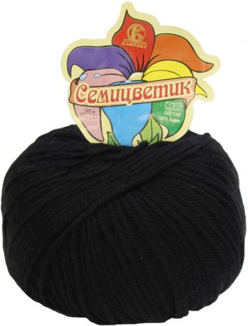 Пряжа для вязания Камтекс "Семицветик", цвет: черный (003), 180 м, 100 г, 10 шт