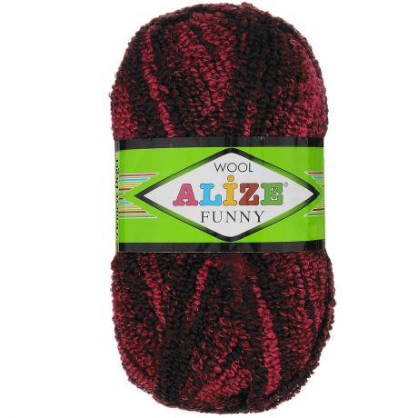 Пряжа для вязания Alize "Wool Funny", цвет: черный, красный (1008), 170 м, 100 г, 5 шт