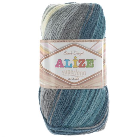Пряжа для вязания Alize "Superlana Klasik Pastel Batik", цвет: белый, серый, синий (4240), 100 г, 280 м, 5 шт