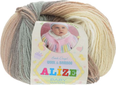 Пряжа для вязания Alize "Baby Wool Batik Design", цвет: бежевый, серый, молочный (4726), 175 м, 50 г, 10 шт