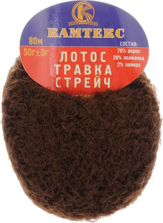 Пряжа для вязания Камтекс "Лотос травка стрейч", цвет: шоколад (063), 80 м, 50 г, 10 шт