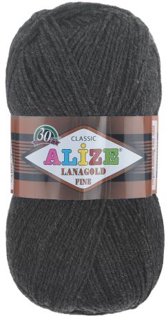 Пряжа для вязания Alize "Lanagold Fine", цвет: антрацит меланж (151), 390 м, 100 г, 5 шт