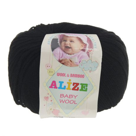 Пряжа для вязания Alize "Baby Wool", цвет: черный (60), 175 м, 50 г, 10 шт