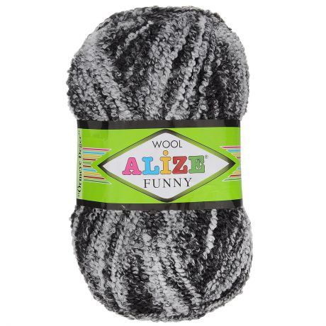 Пряжа для вязания Alize "Wool Funny", цвет: черный, белый (1001), 170 м, 100 г, 5 шт