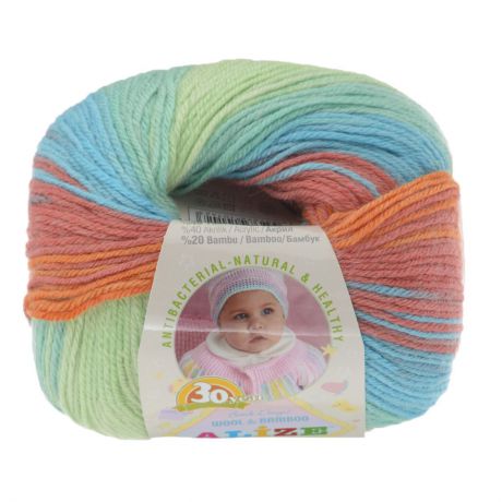 Пряжа для вязания Alize "Baby wool batik design", цвет: салатовый, оранжевый, голубой (3611), 175 м, 50 г, 10 шт