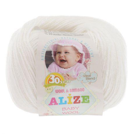 Пряжа для вязания Alize "Baby Wool", цвет: белый (55), 175 м, 50 г, 10 шт