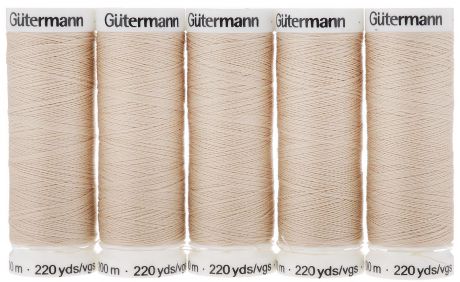 Нить "Gutermann", цвет: бежевый (121), 200 м, 5 шт