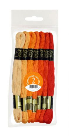 Набор ниток мулине "Цветик-семицветик", хлопчатобумажные, цвет: оранжевый лепесток, 10 м, 7 шт