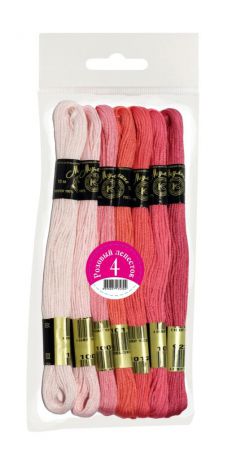 Набор ниток мулине "Цветик-семицветик", хлопчатобумажные, цвет: розовый лепесток, 10 м, 7 шт