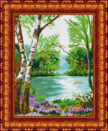 Канва с нанесенным рисунком Каролинка "У реки", 35 х 47 см