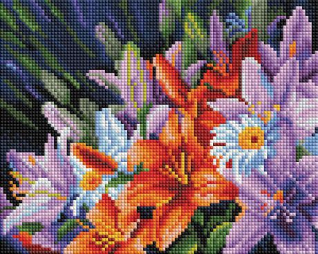 Алмазная мозаика на холсте Белоснежка "Лилии из сада", 20 х 25 см