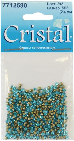 Стразы конусовидные риволи "Cristyle", цвет: голубой, 2,5 мм, 432 шт. 7712590_202
