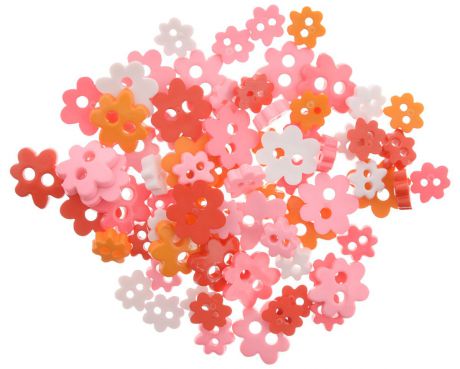 Пуговицы декоративные Magic Buttons "Цветы", цвет: оранжевый, розовый, белый, 5 г