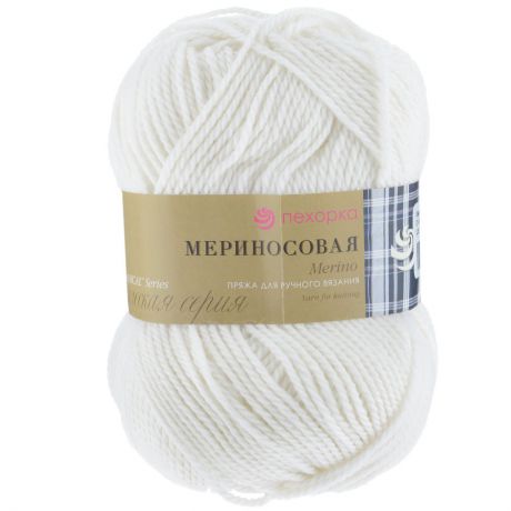 Пряжа для вязания Пехорка "Мериносовая", цвет: белый (01), 200 м, 100 г, 10 шт