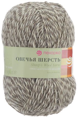 Пряжа для вязания Пехорка "Овечья шерсть", цвет: белый, серый (621), 200 м, 100 г, 10 шт