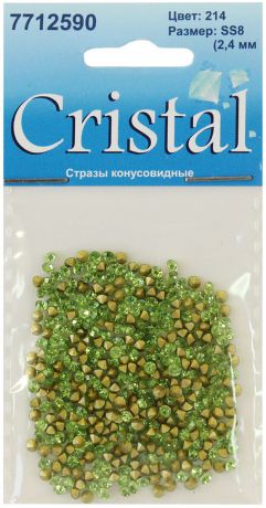 Стразы конусовидные риволи "Cristyle", цвет: светло-зеленый, 2,5 мм, 432 шт