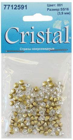Стразы конусовидные риволи "Cristyle", цвет: прозрачный, 3,8 мм, 144 шт