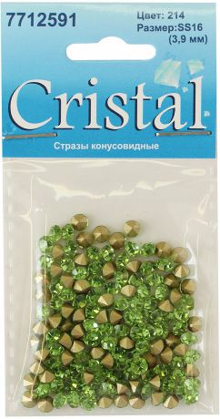Стразы конусовидные риволи "Cristyle", цвет: светло-зеленый, 3,8 мм, 144 шт
