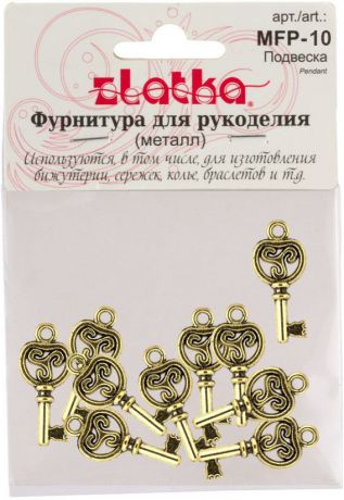 Подвеска декоративная Zlatka "Ключ", цвет: бронзовый, 10 шт