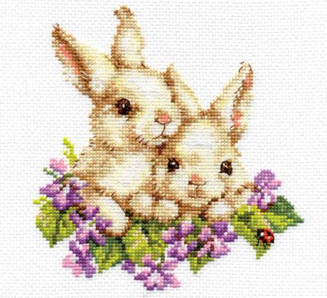 Набор для вышивания крестом Алиса "Крольчата", 15 х 16 см
