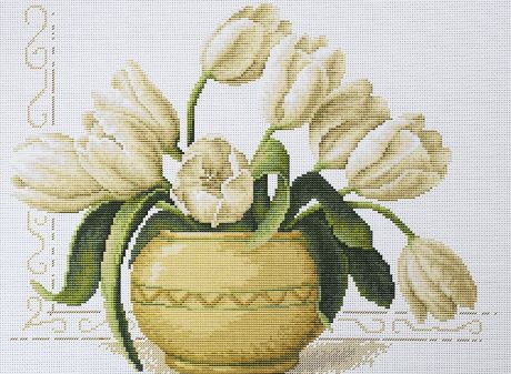 Набор для вышиваниякрестом Luca-S "Ваза с тюльпанами", 31,5 х 24,5 см