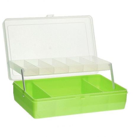 Коробка для мелочей "Trivol", двухъярусная, с микролифтом, цвет: светло-зеленый, 23,5 х 15 х 6 см