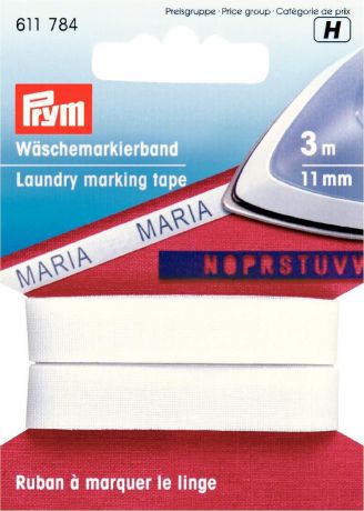 Лента для маркировки белья "Prym", цвет: белый, 11 мм, 3 м