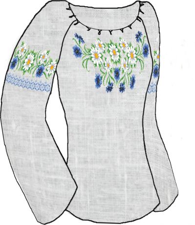 Набор для вышивания крестом и шитья Каролинка "Полевые цветы", размер сорочки 56-62, КБСН/лен/-11 КРОЙ
