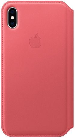 Чехол Apple Leather Folio для iPhone XS Max, Peony Pink