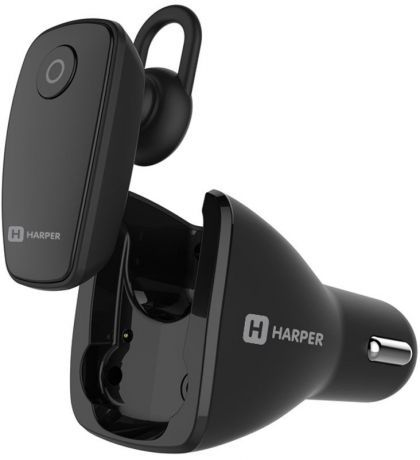 Harper HBT-1723, Black Bluetooth-гарнитура + автомобильное зарядное устройство