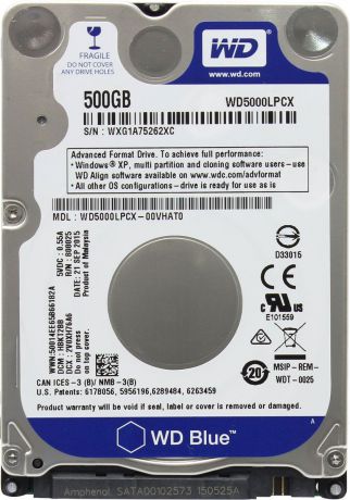 Внутренний жесткий диск WD Blue 500GB (WD5000LPCX)