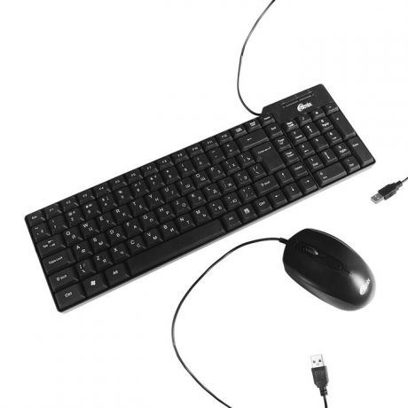 Комплект мышь + клавиатура RITMIX RKC-010, проводной, USB, черный