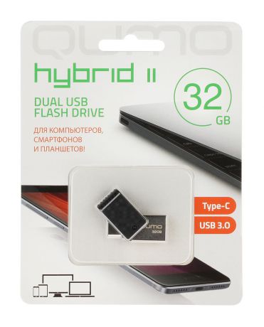 QUMO Hybrid II 32GB, Silver USB-накопитель