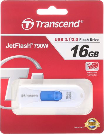 Transcend JetFlash 790 16GB, White Blue USB-накопитель