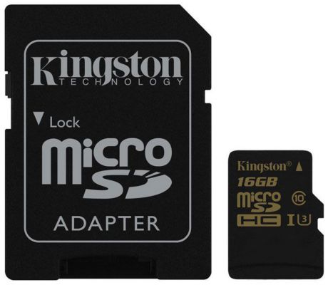 Kingston microSDHC Gold UHS-I Speed Class 3 (U3) 16GB карта памяти с адаптером