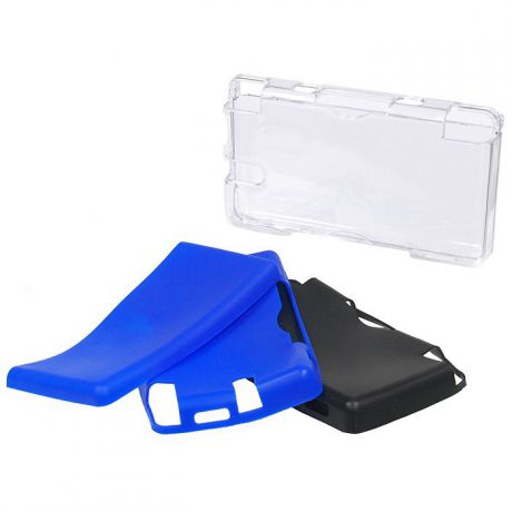 Пластиковый корпус Black Horns с двумя комплектами силиконовых вкладышей для DS Lite (синий, черный)