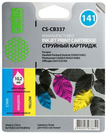 Cactus CS-CB337, Color струйный картридж для HP DeskJet D4263/D4363/D5360; OfficeJet J5783/J6413