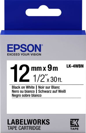 Термотрансферная лента Epson LK4WBN 12/9 (C53S654021), черный на белом