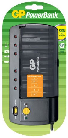 Универсальное зарядное устройство "GP Batteries" для аккумуляторов типа АА, ААА, С, D, Крона (9V)
