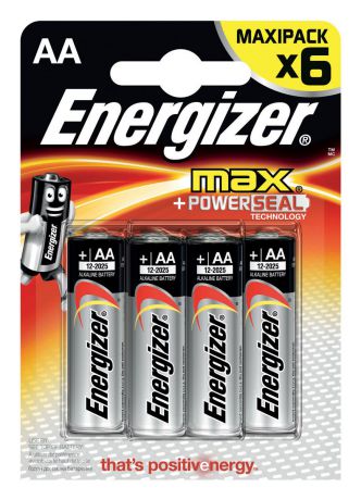 Батарейка Energizer "Max", тип АА/LR6, 1,5 V, 6 шт