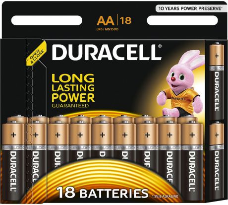 Набор щелочных батареек Duracell Basic, тип АА, 18 шт