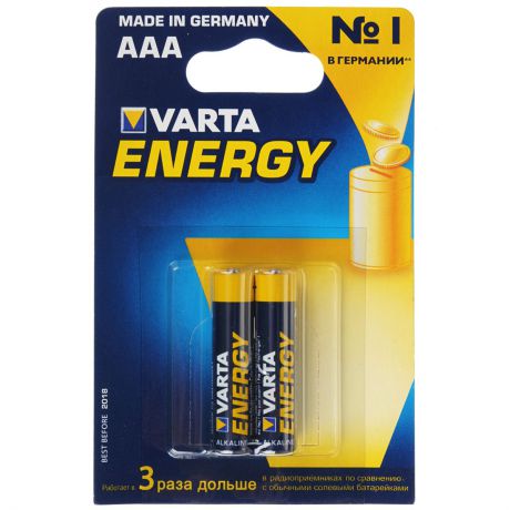 Батарейка Varta "Energy", тип AAA, 1,5В, 2 шт