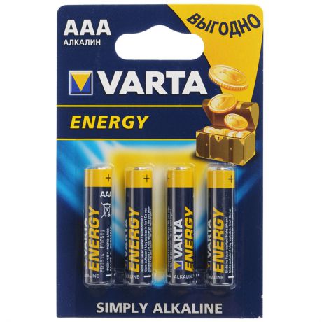 Батарейка Varta "Energy", тип AAA, 1,5В, 4 шт