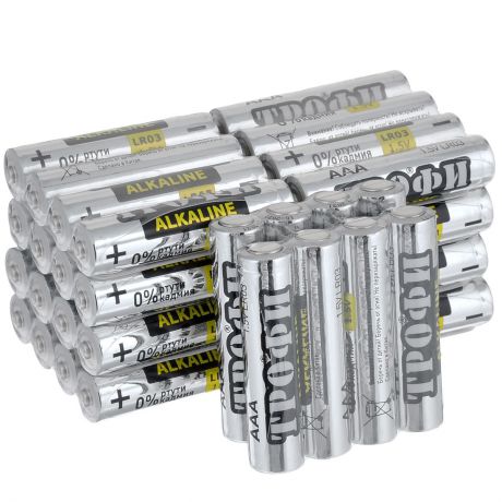 Батарейка алкалиновая "Трофи", тип AAA (LR03), 1,5V, 40 шт