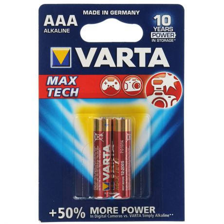 Батарейка Varta "Max Tech", тип AAA, 1,5В, 2 шт