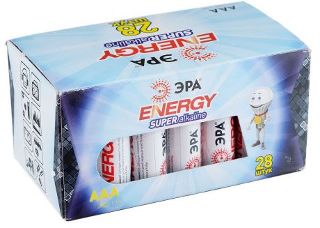Батарейка алкалиновая ЭРА "Energy", тип AAA (LR03), 1,5В, 28 шт